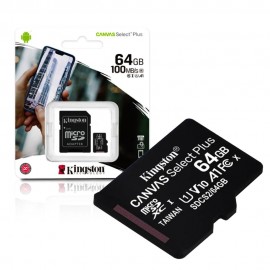 CARTAO DE MEMORIA KINGSTON 64GB CANVAS SELECT PLUS SD MICRO C/1 ADAPT