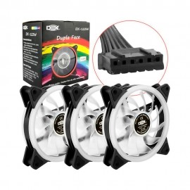 Cooler Kit 3 Fans RGB com Controle c/ Fita de Led Dex - DX-123W