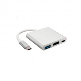 Cabo Conversor USB-C 3 em 1 para Usb 3.0 x Hdmi x Type-C - HC-03